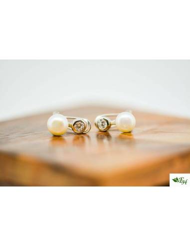 Pendiente Plata Perla Circonita Omega