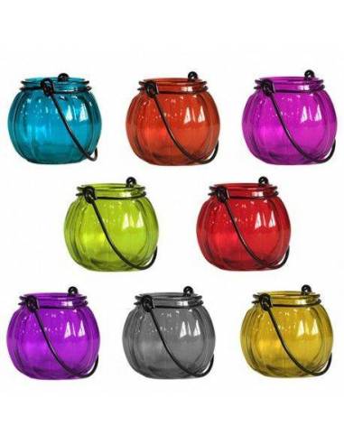 Soporte Vela Calabaza Cristal Colores