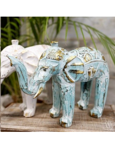 Elefante Madera Turquesa 27cm