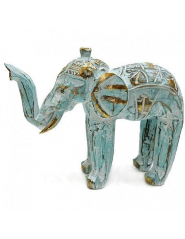 Elefante Madera Turquesa 27cm