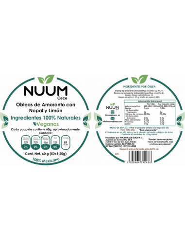 Nuum Obleas Nopal y Limón - Nuum - 60gr