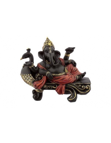Figura Resina Ganesha Banco Pavo Real