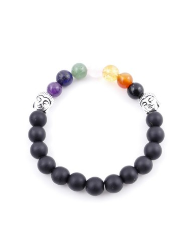 Pulsera Shungita con Chakras Bola 8MM