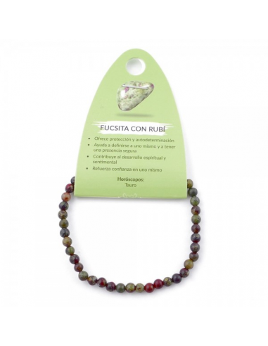 Pulsera Fucsita con Rubí Bola 4MM