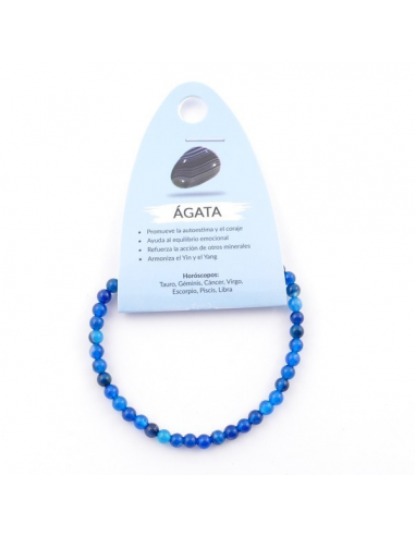 Pulsera Ágata Azul Bola 4MM