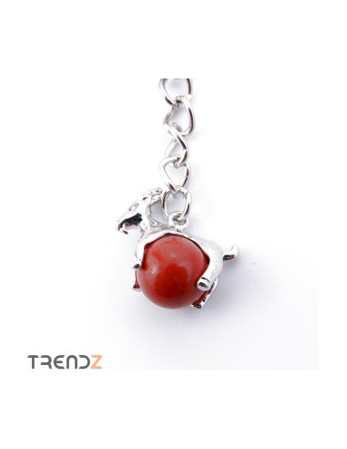 Llavero Zodiaco Aries Jaspe Rojo