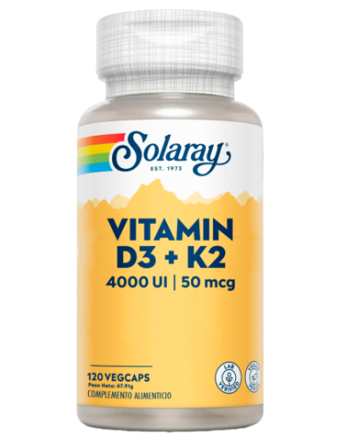 Vitamina D3 + K2 - Solaray - 120capsulas