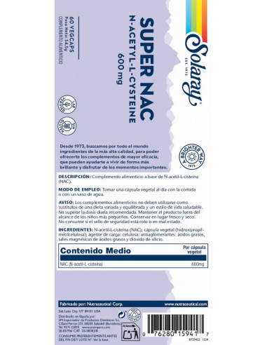 SUPER NAC 600 - Solaray - 60 cápsulas